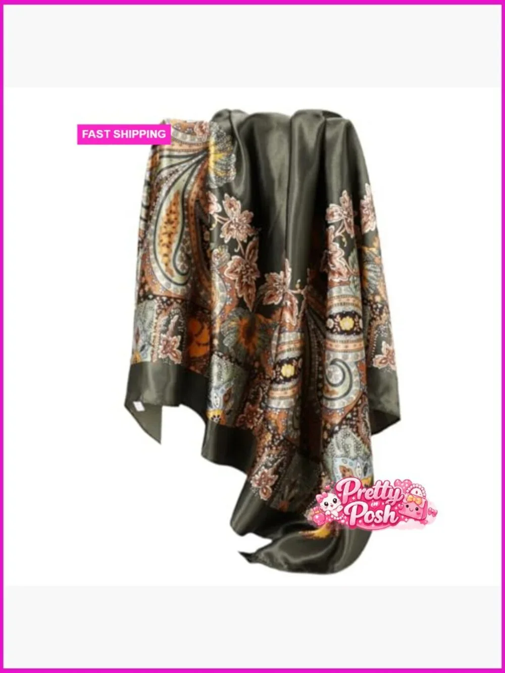 Large Square Satin Hair Scarf 35
